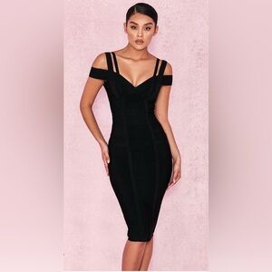 Elegant Black Off-Shoulder Bandage Dress